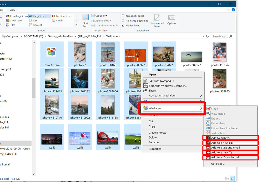 WinRare+ as Context Menu Handler for the File Explorer of Windows 10!